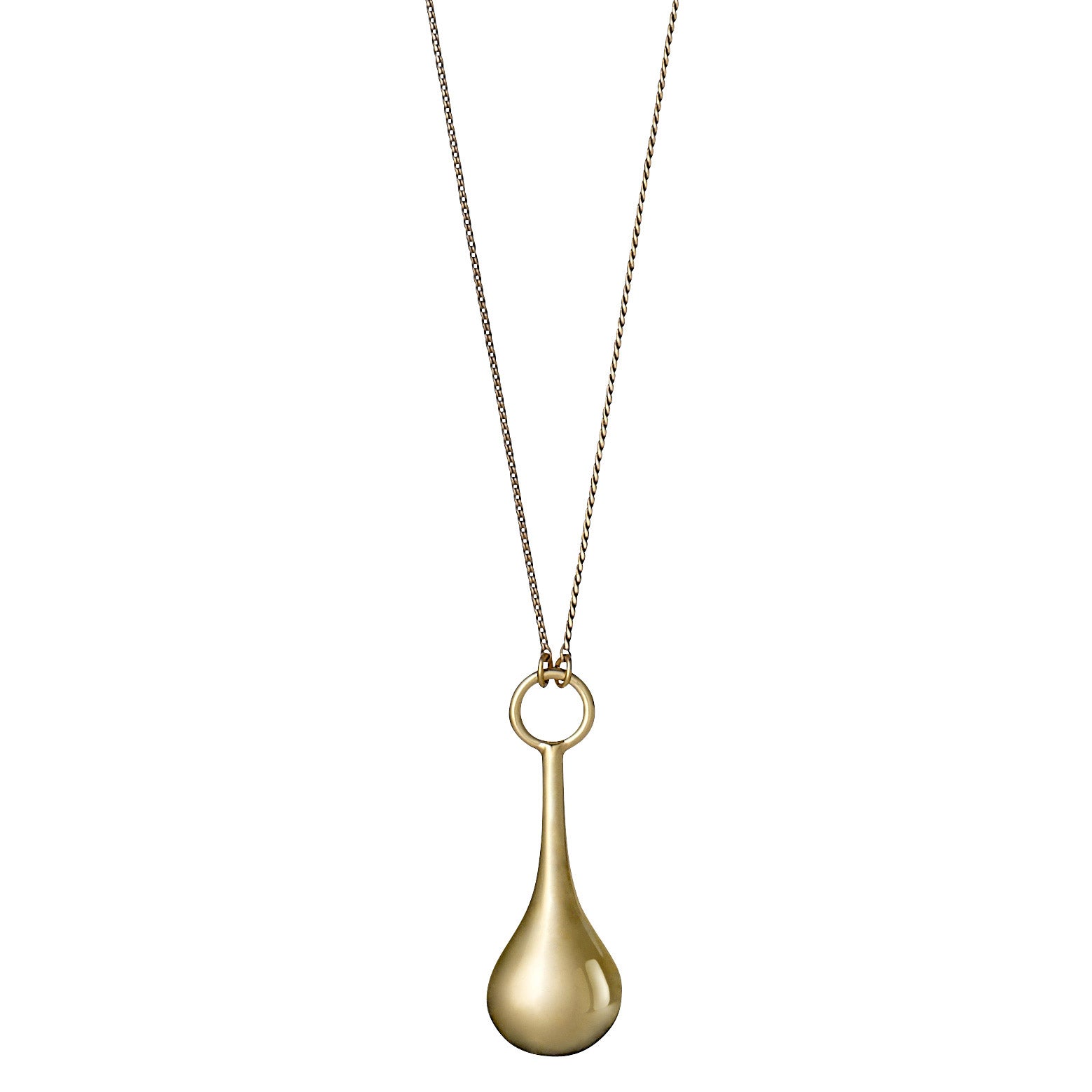 NATALIE necklace gold-plated, featuring a glossy, drop-shaped pendant on a versatile double-length chain, adaptable for long or short wear.