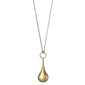 NATALIE necklace gold-plated, featuring a glossy, drop-shaped pendant on a versatile double-length chain, adaptable for long or short wear.
