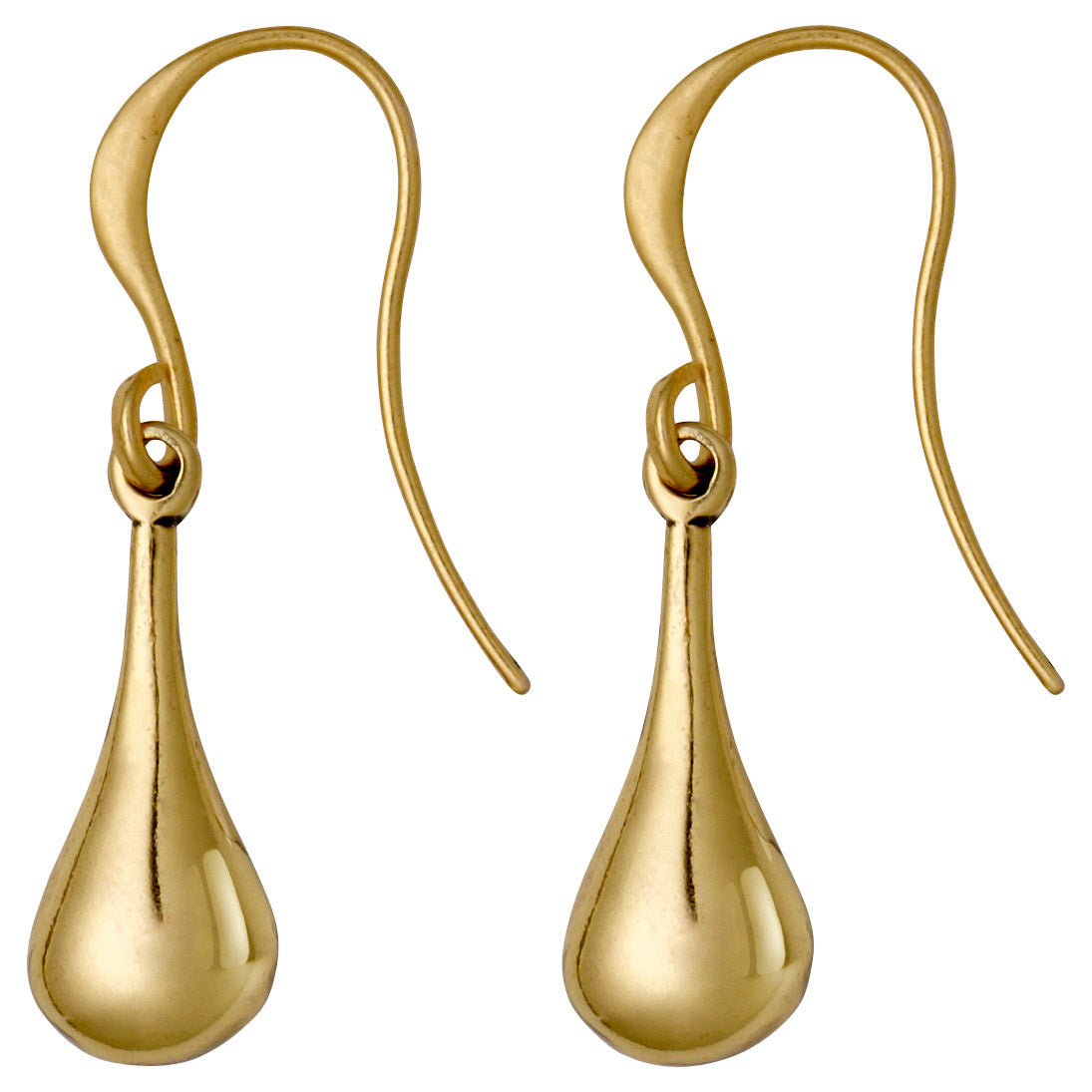 Gold-plated NATALIE earrings featuring a classic drop design with a 1.8 cm pendant, showcasing elegant craftsmanship and Scandinavian style.