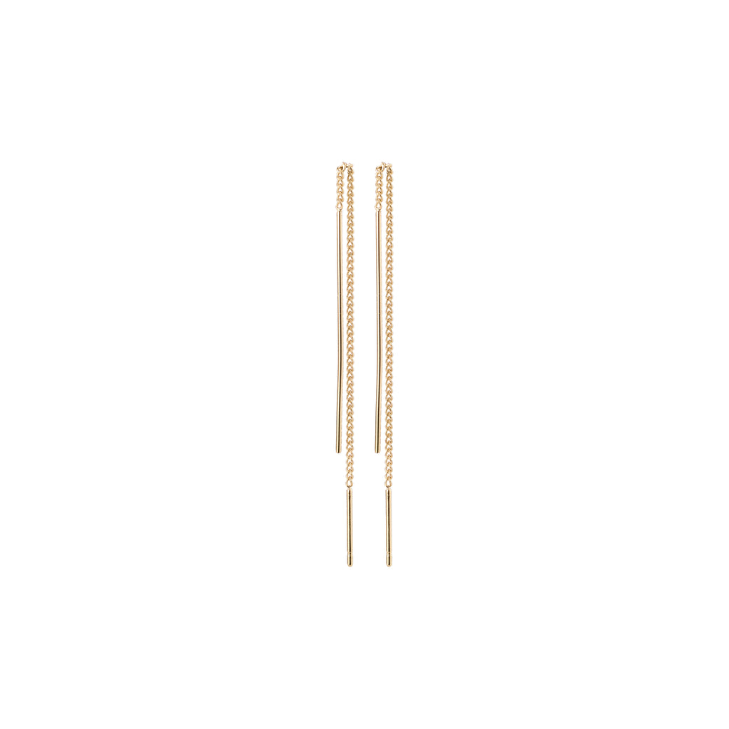 TAHOE chain earrings, gold-plated, featuring a sleek bar and chain design, ideal for versatile ear styling and personalized looks.
