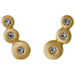 BELLA crystal earrings, gold-plated with a matte finish, feature three aligned dots each adorned with a sparkling crystal, reflecting Pilgrim's Scandinavian craftsmanship.