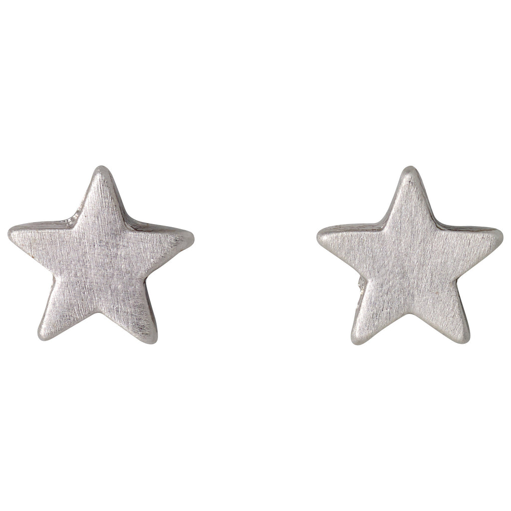 AVA star earrings silver-plated, featuring a simple and elegant design with a velvet-matt finish. Perfect for mixing and matching for a personalized look.