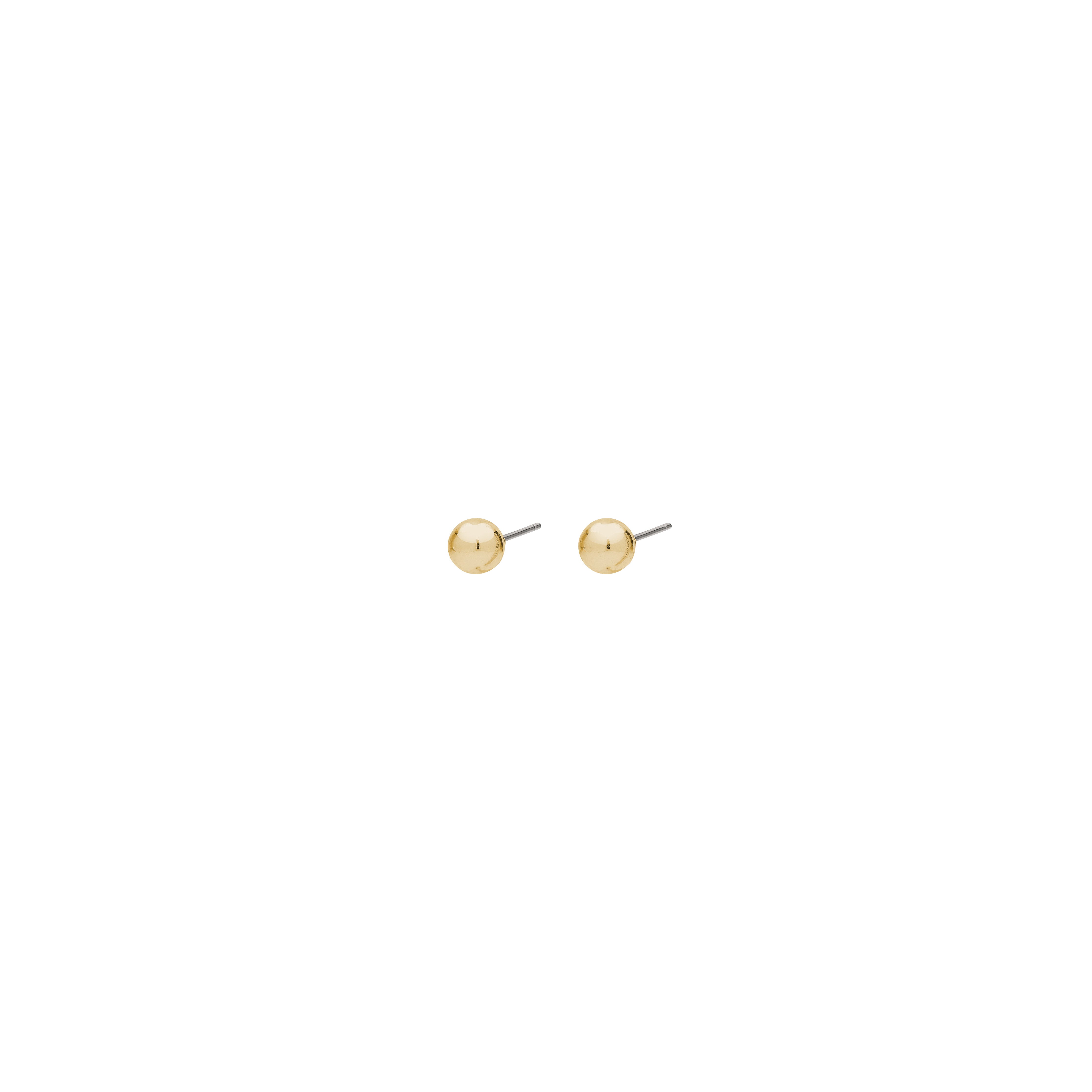 MOLLY earstuds gold-plated by Pilgrim; minimalist design with delicate gold-plated balls, embodying Scandinavian style for versatile, chic wear.