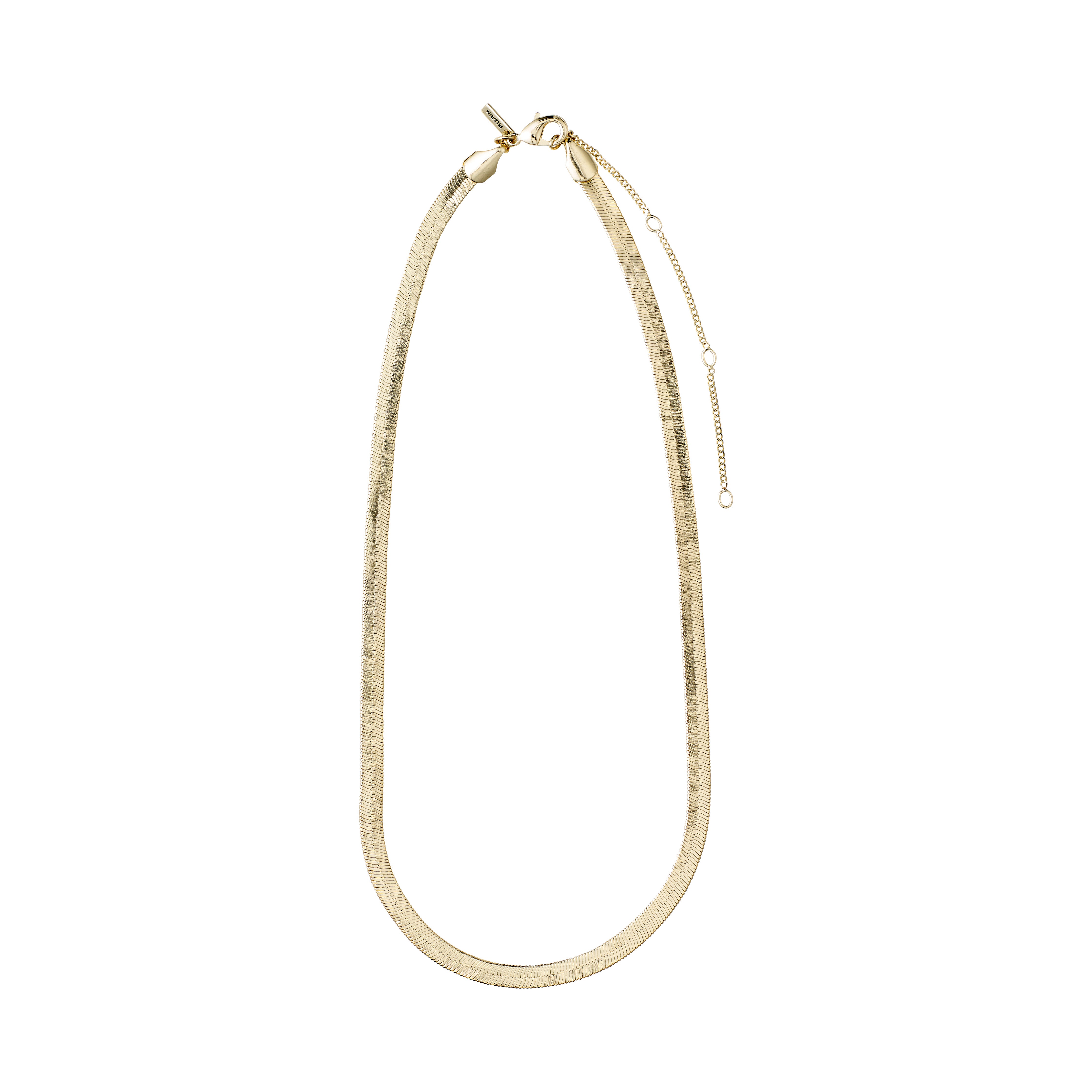 NOREEN flat snakechain necklace gold-plated, featuring polished, textured links in a stunning pattern, ideal for layering or wearing solo.