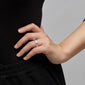 NOREEN ring silver-plated on hand; features broad band with industrial-inspired texture and pattern, emphasized in close-up view.