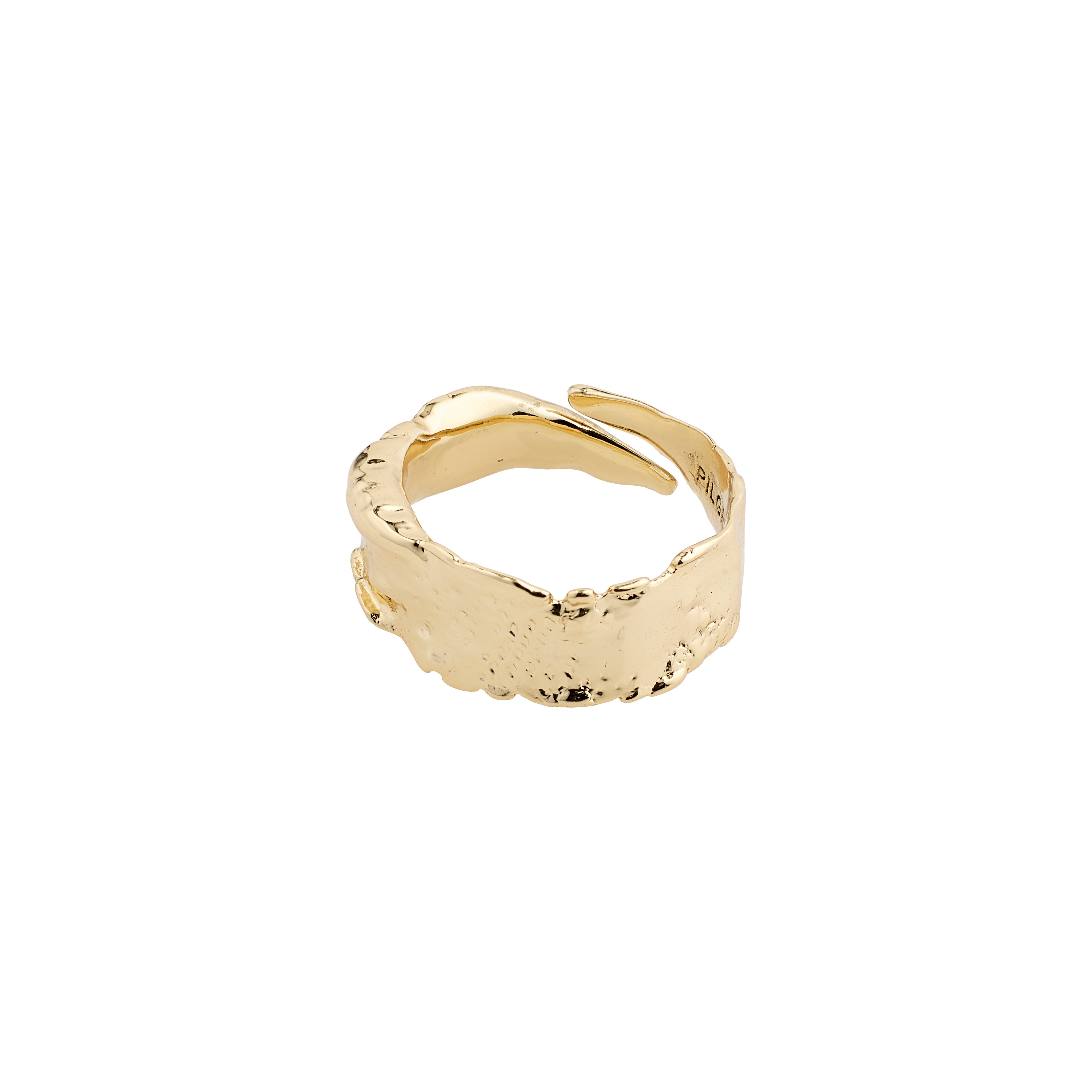 BATHILDA rustic ring: gold-plated, chunky design with a unique, hammered texture. Perfect for adding exclusivity and style to any outfit.
