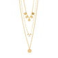 CAROL 3-in-1 gold-plated layered necklace with Preciosa crystals and pendants, featuring three delicate chains for a trendy, urban look.