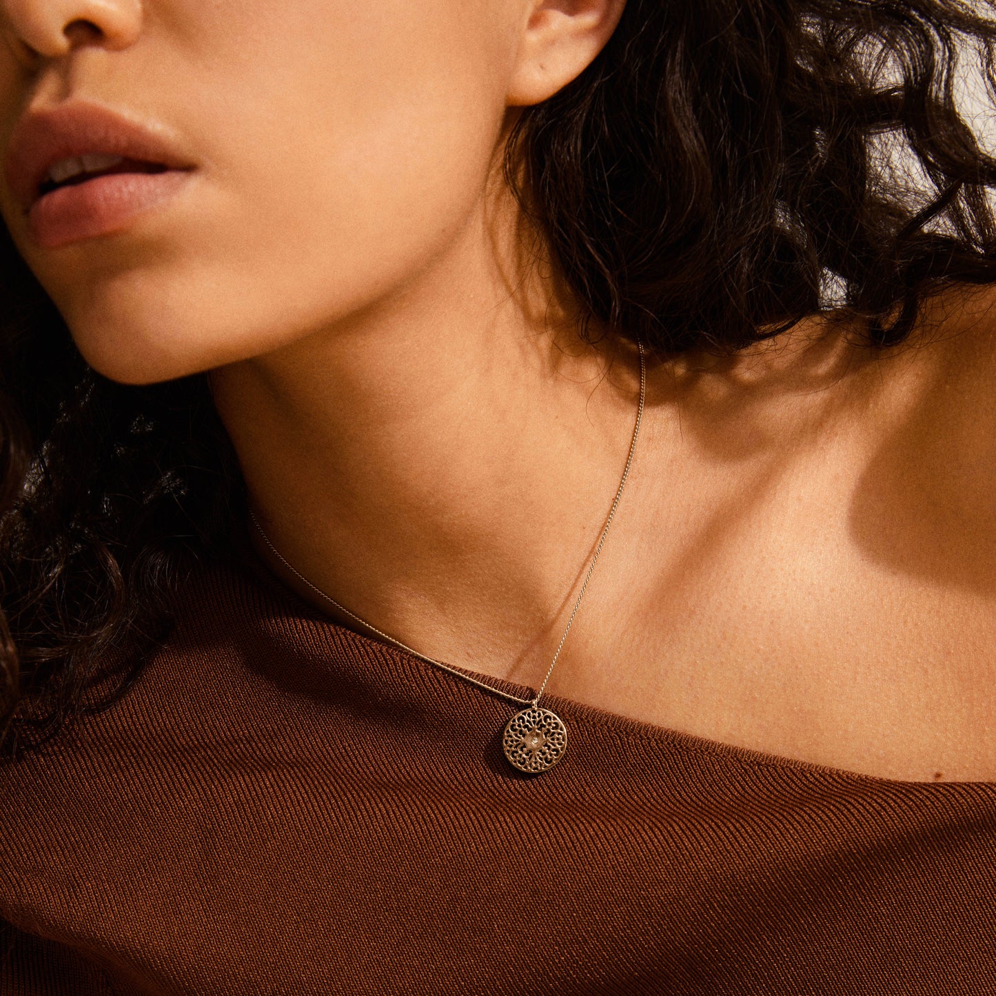 CAROL filigree pendant necklace rosegold-plated