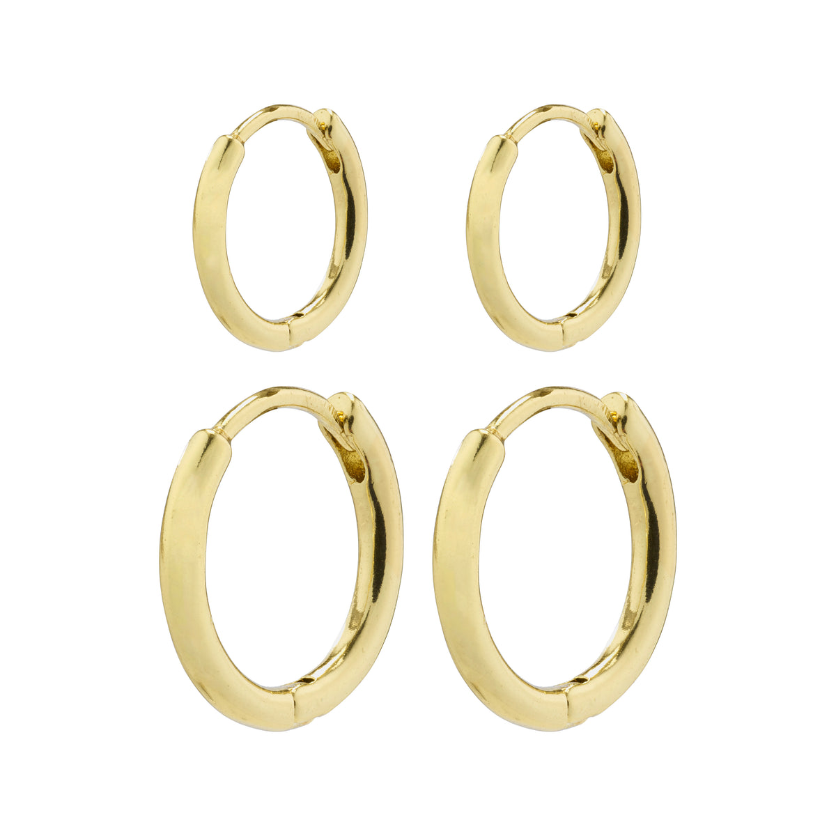 ARIELLA 2-in-1 set gold-plated hoop earrings, showcasing chunky, shiny huggie hoops that add a joyful touch to your style.