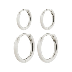 ARIELLA 2-i-1-set med silverpläterade huggiehoops