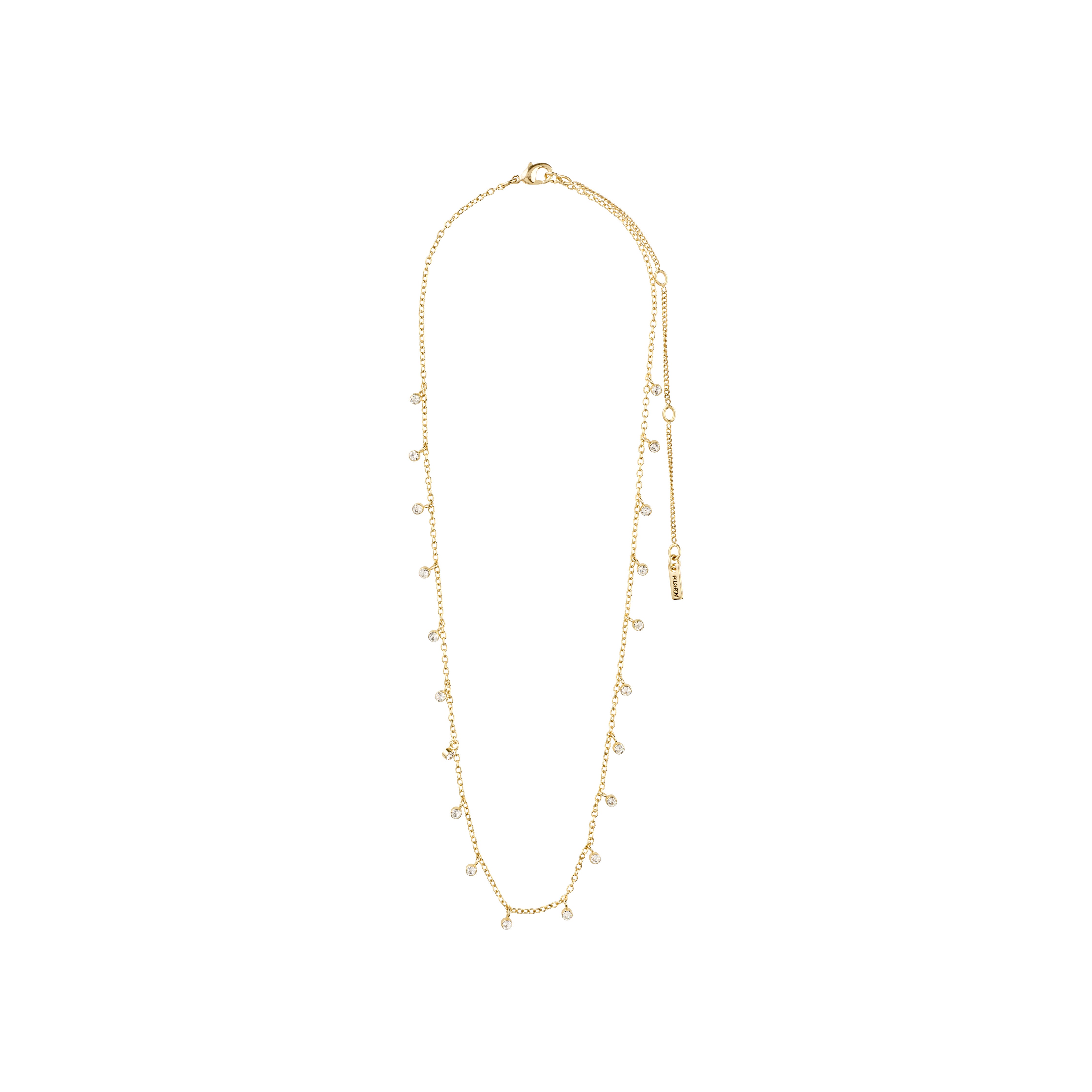 MAJA crystal multi drops necklace, gold-plated, featuring sparkling Preciosa crystals and a 38 cm chain with a 9 cm extension.
