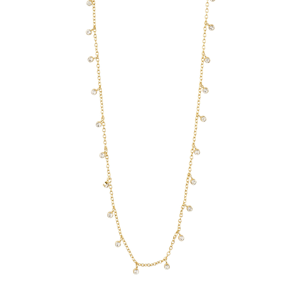 MAJA crystal multi drops necklace, gold-plated, featuring sparkling Preciosa crystal drops on a delicate chain, perfect for adding a romantic, feminine touch.