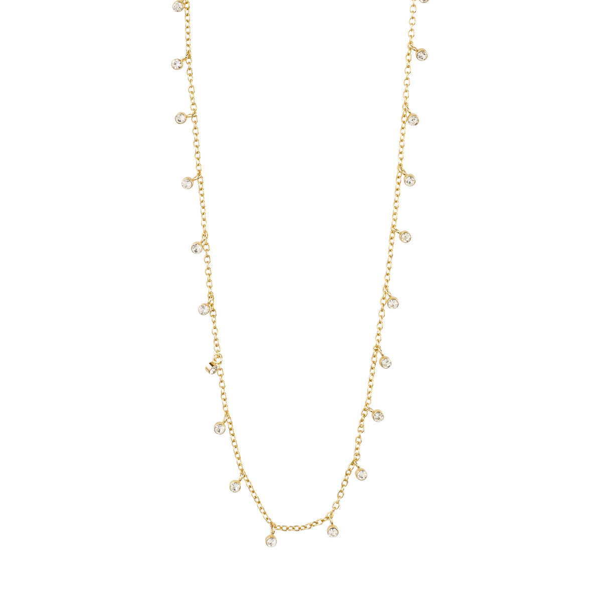 MAJA crystal multi drops necklace, gold-plated, featuring sparkling Preciosa crystal drops on a delicate chain, perfect for adding a romantic, feminine touch.