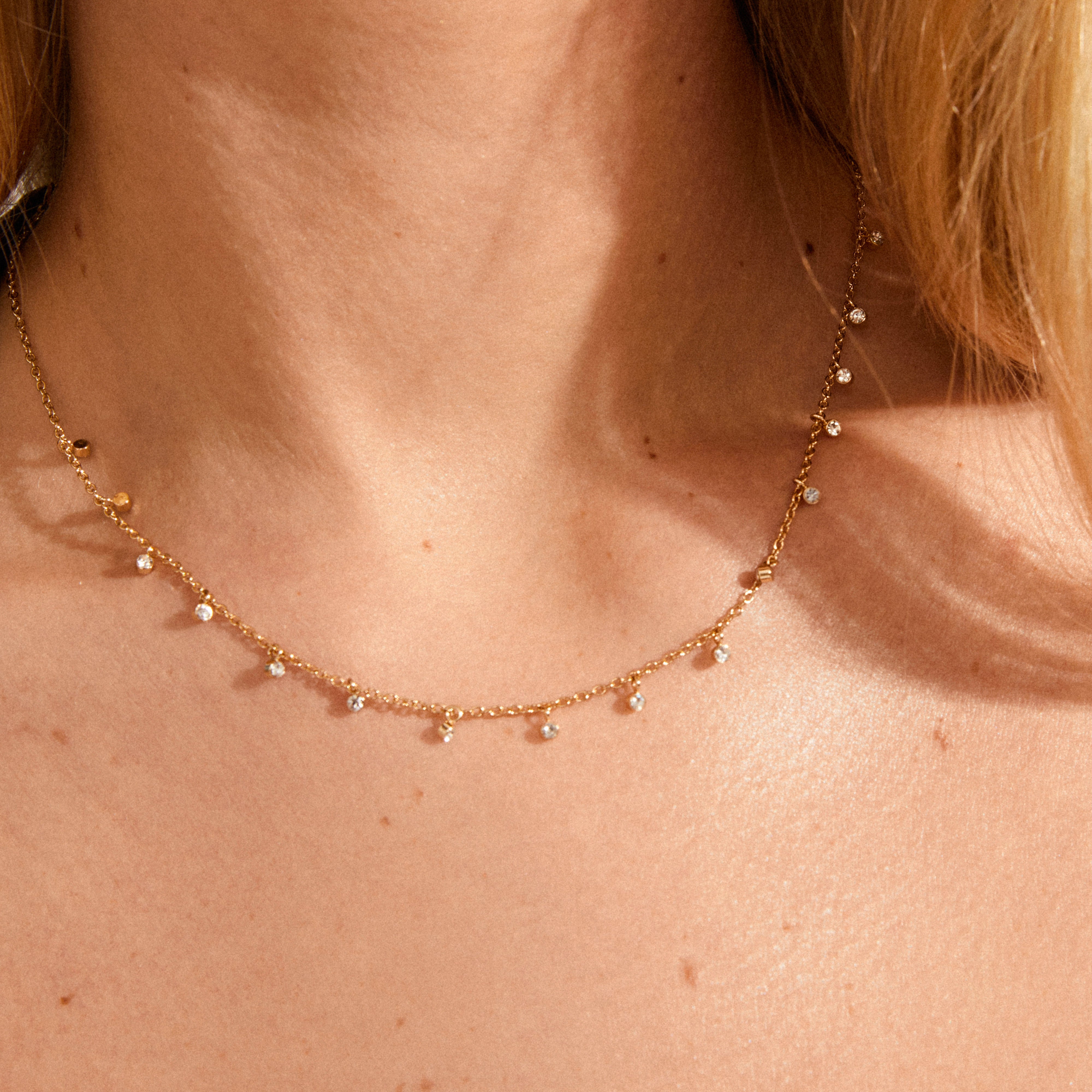 MAJA crystal multi drops necklace gold-plated