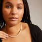 BERTHE pearl necklace, silver-plated, features genuine freshwater pearls on a delicate chain, perfect for elegant layering and versatile styling.