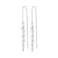 BERTHE pearl chain earrings, silver-plated, featuring long chains with genuine freshwater pearls, from Pilgrim's collection, showcasing elegance with organic design elements.