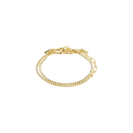 ROWAN kristallarmband, 2-i-1, guldpläterat