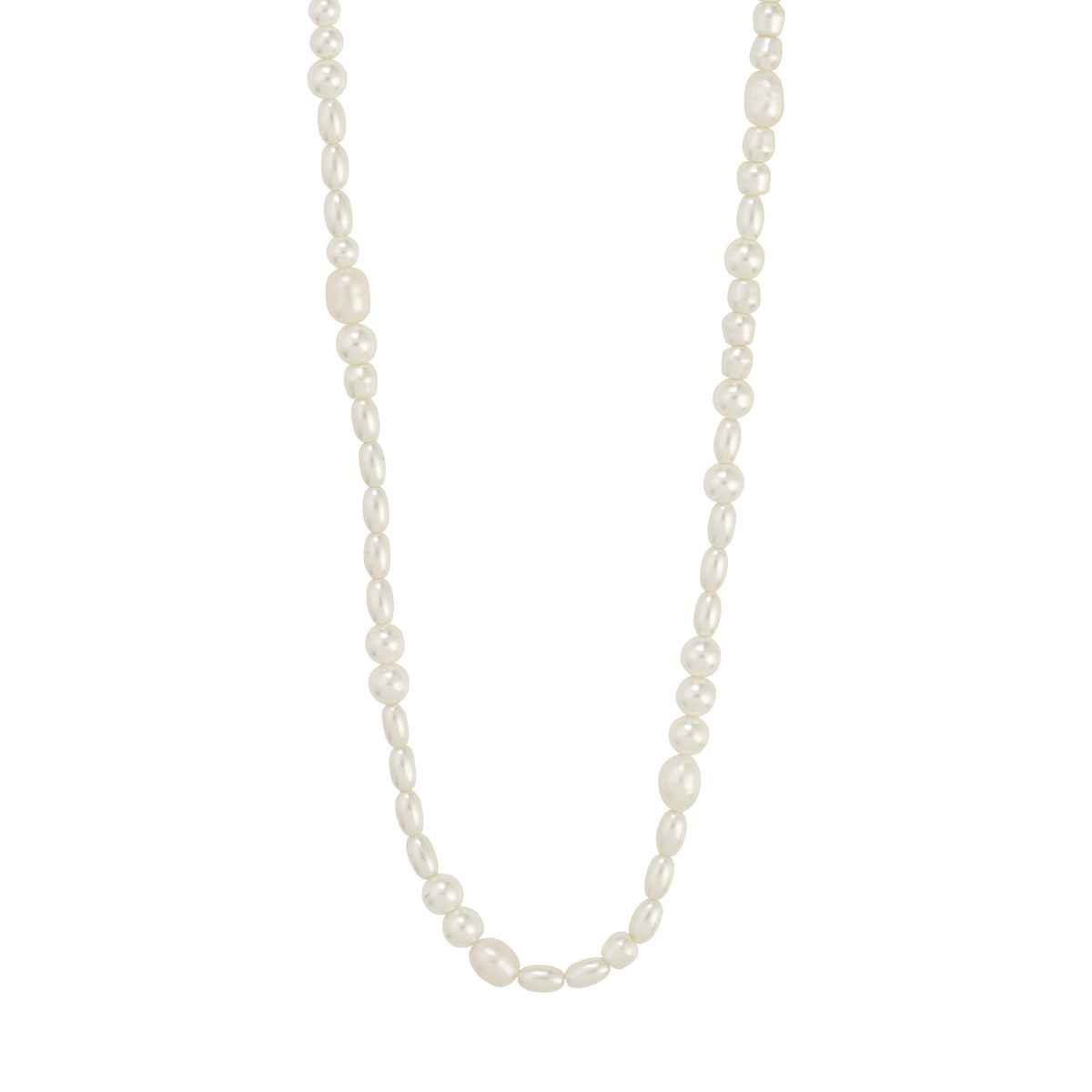 ELLIANA necklace, a gold-plated chain featuring genuine freshwater pearls and mother-of-pearl coloured glass beads, offers adjustable elegance for both everyday and special occasions.