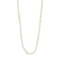 ELLIANA necklace, a gold-plated chain featuring genuine freshwater pearls and mother-of-pearl coloured glass beads, offers adjustable elegance for both everyday and special occasions.