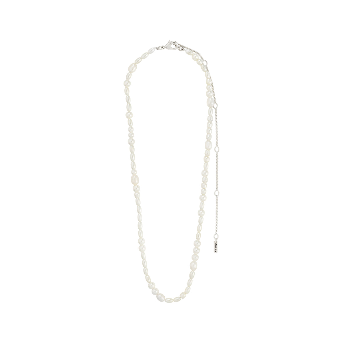 ELLIANA necklace silver-plated featuring genuine freshwater pearls and mother-of-pearl coloured glass beads with a silver clasp, offering a contemporary twist on a classic design.