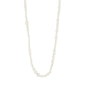 ELLIANA necklace: Silver-plated, long design with genuine freshwater pearls and mother-of-pearl glass beads, offering an elegant, adjustable accessory for versatile styling.