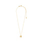 AJANI gold-plated necklace by Pilgrim features a dainty curb chain with a four-leaf clover pendant, adjustable fit, and artisanal, nature-inspired details.