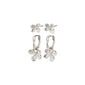 AJANI earrings 2-in-1 set, silver-plated: includes sculptural flower-shaped stud earrings and matching huggie hoops with dangling floral charms, crafted from 99% recycled materials.