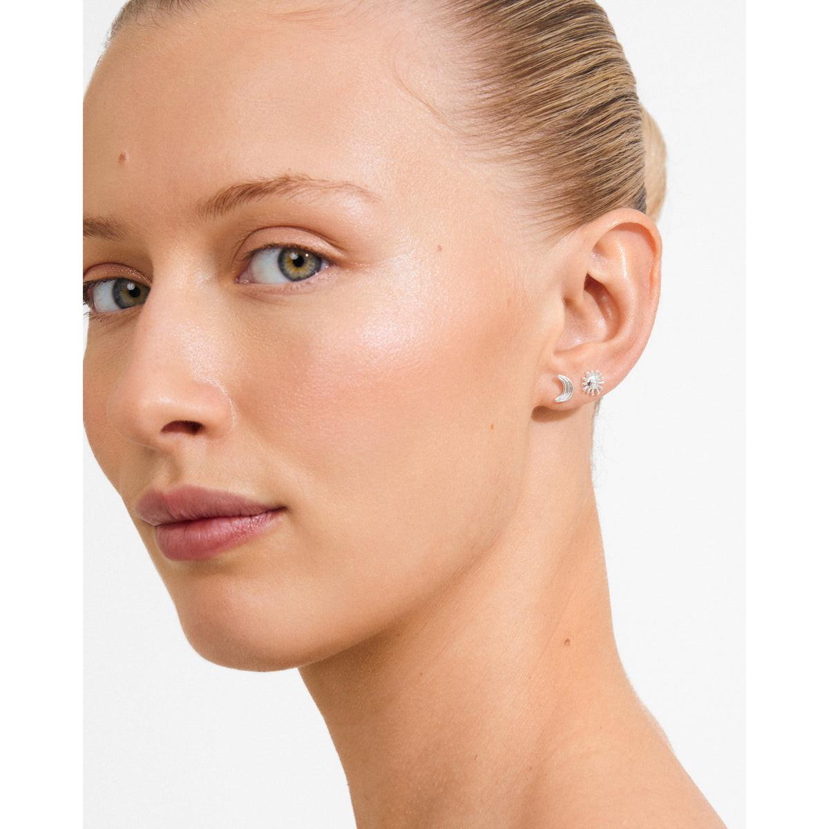 MISHA earrings, 2-in-1 set, silver-plated