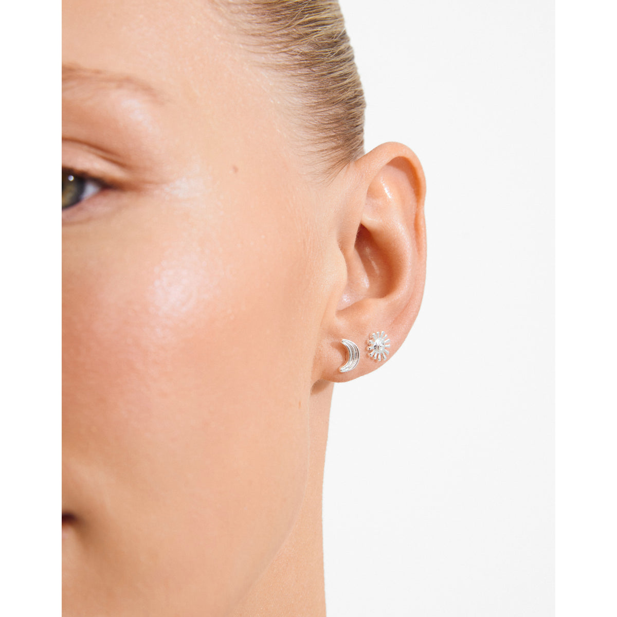 MISHA earrings, 2-in-1 set, silver-plated