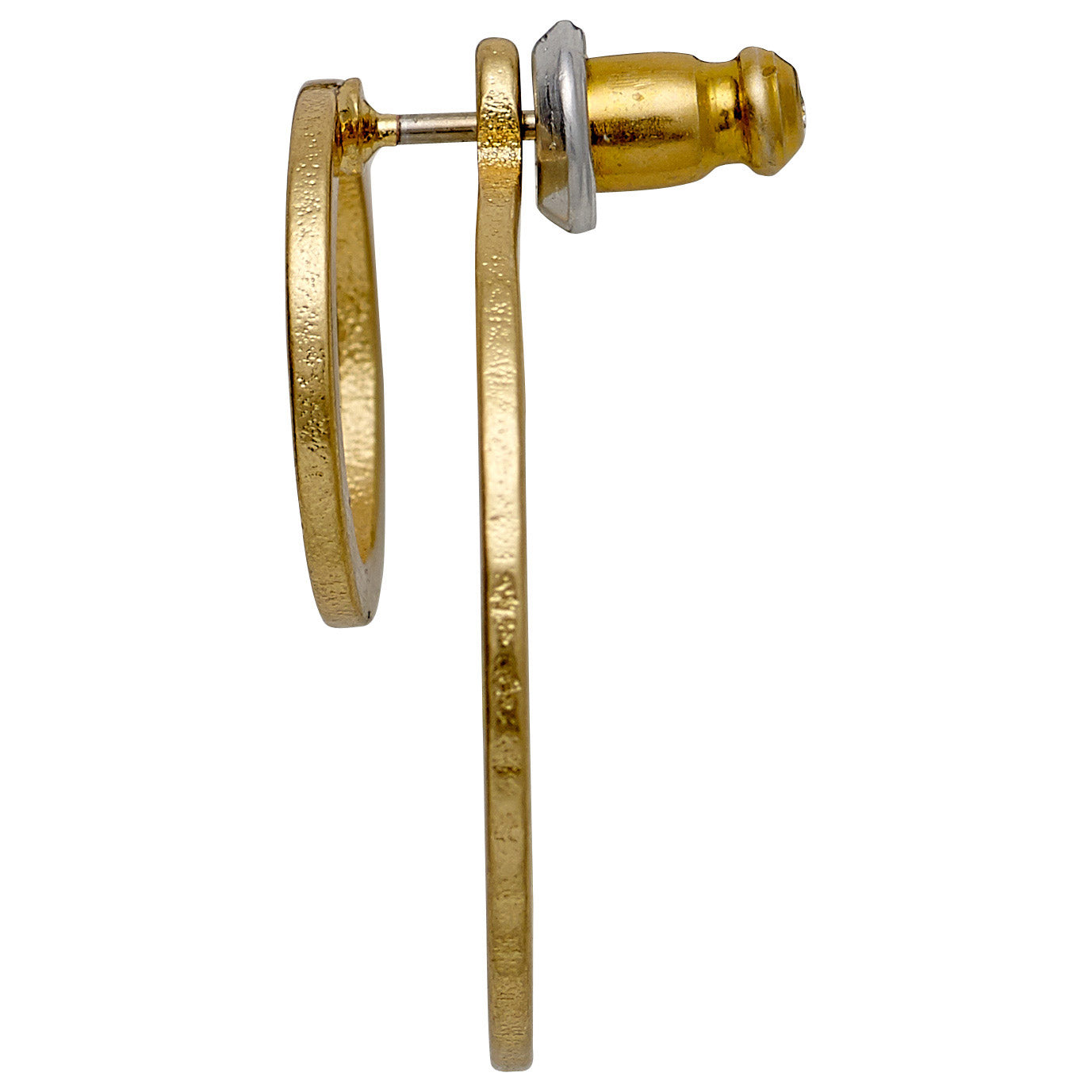 ZOOEY 2-in-1 gold-plated earrings with rustic embossed pattern, featuring a unique 3D effect with adjustable small and large circle design.