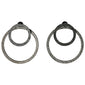 ZOOEY 2-in-1 earrings featuring stylish silver hoops with a rustic embossed pattern, designed for a distinctive 3D effect behind the earlobe.