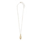 ALMA necklace gold-plated with a teardrop pendant, featuring mirror and satin finishes on an adjustable 80 cm chain, blending Scandinavian design and elegance.