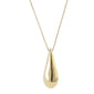 ALMA necklace gold-plated with a teardrop pendant, featuring a mirror-polished and satin finish, hanging on an adjustable 80 cm chain.