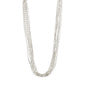 LILLY chain necklace, silver-plated, featuring a stylish mix of eight diverse chains for a trendy, layered look, measuring 38 cm with a 9 cm extension.