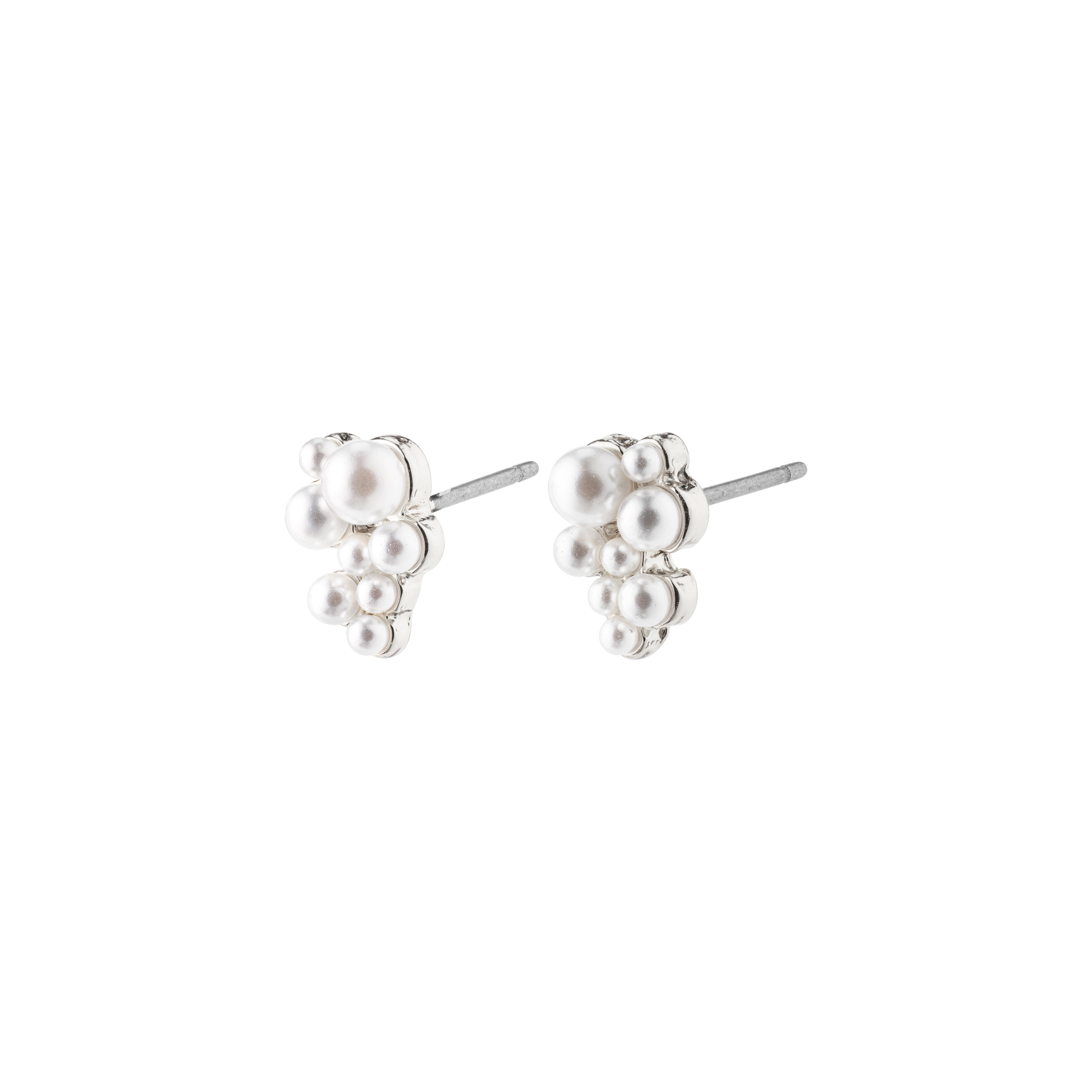 RELANDO pearl earrings silver-plated with clusters of small white glass pearls in a refined silver-plated setting, perfect for a classic or curated ear style.