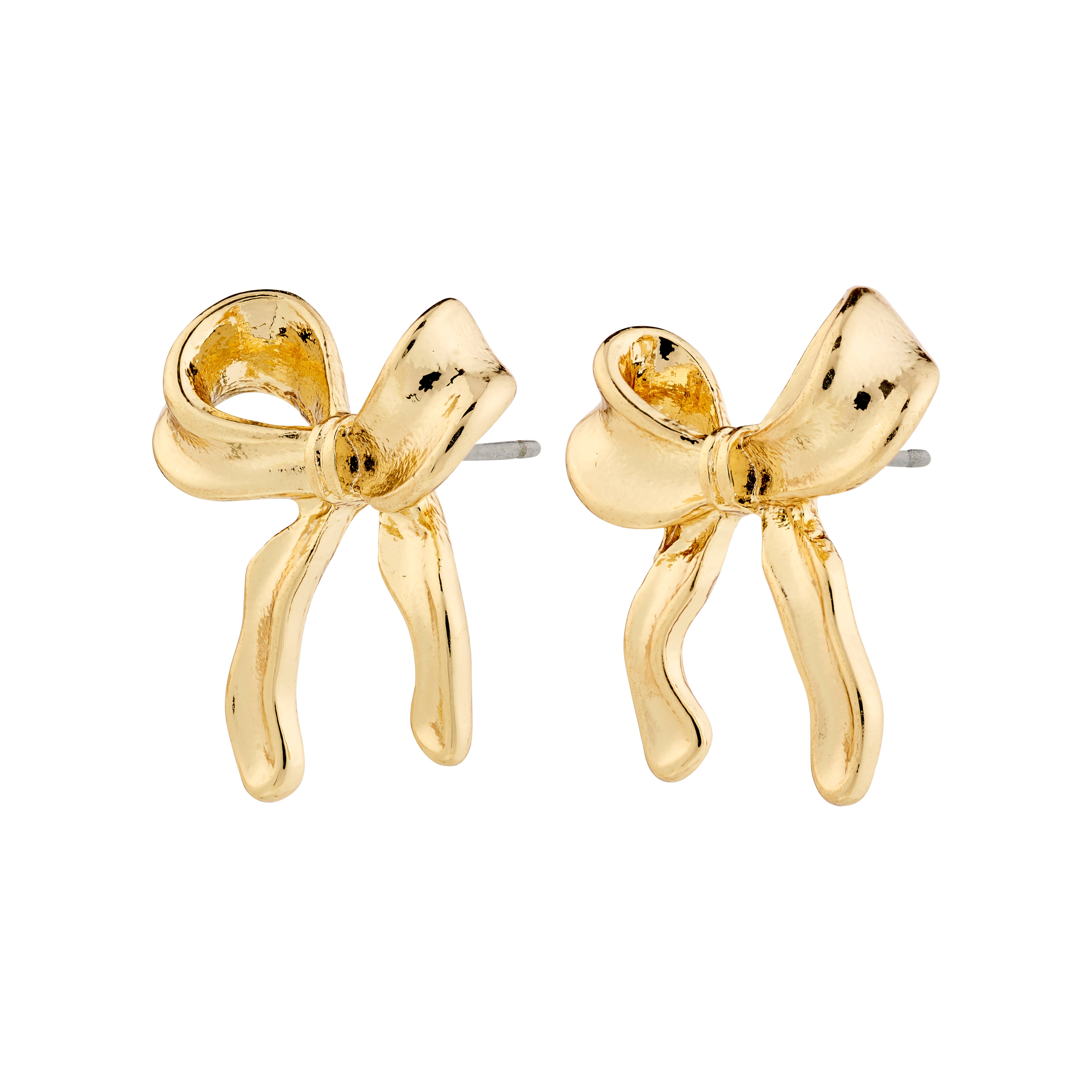CASSIAN gold-plated earrings featuring a stylish bow design, made from 96% recycled materials, perfect for enhancing a trendy summer look.