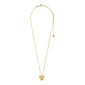 Gold-plated LUIS necklace with a sleek box chain and an abstract flower pendant, 38 cm long with 9 cm extension, crafted from 99% recycled materials.