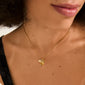 LUIS necklace gold-plated by Pilgrim features a sleek box chain with an abstract flower pendant, adaptable length for minimalist or layered styles.