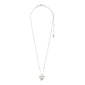 Silver-plated LUIS necklace featuring a sleek box chain and abstract flower pendant, adjustable 38 cm with 9 cm extension, crafted from recycled materials by Pilgrim.