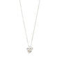 Silver-plated LUIS necklace featuring a sleek box chain with an abstract flower pendant, adaptable length, crafted from 99% recycled materials for a versatile, eco-friendly style.