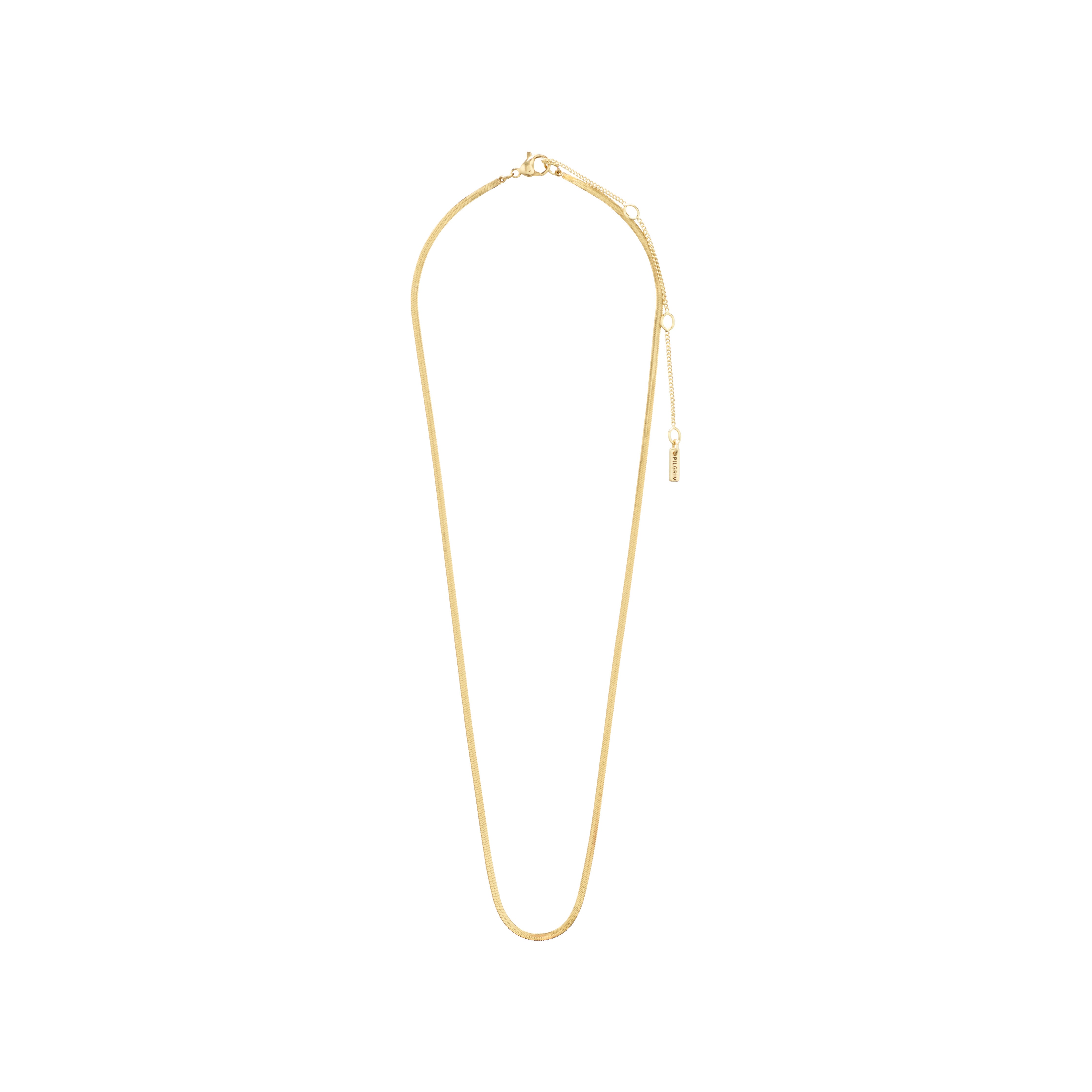 NIKITA necklace gold-plated: an elegant, slim herringbone chain with a lobster-claw clasp and adjustable extension, crafted for chic, genderless style.