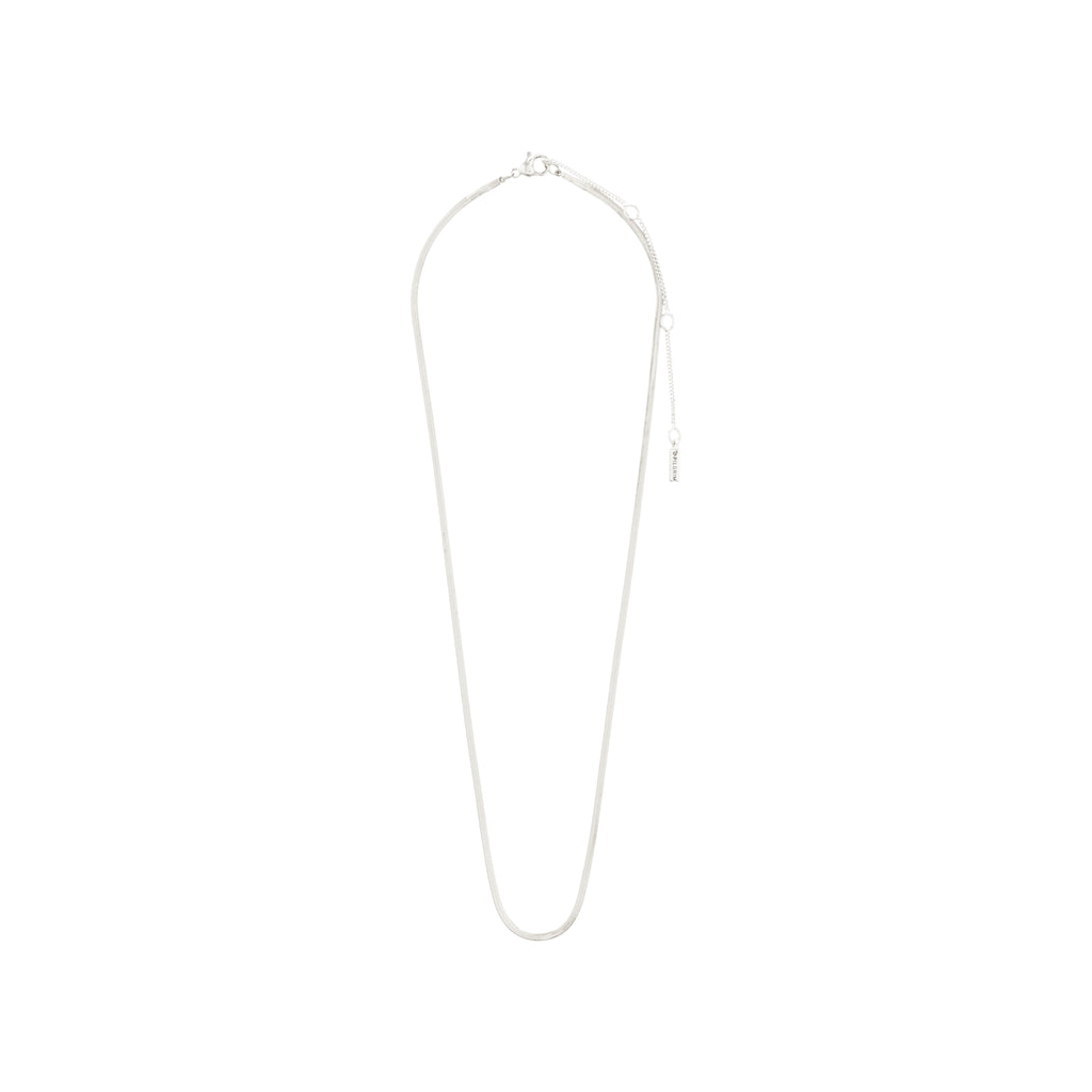 NIKITA necklace silver-plated: A sleek flat snake chain with an adjustable extender, perfect for a chic, gender-neutral style.