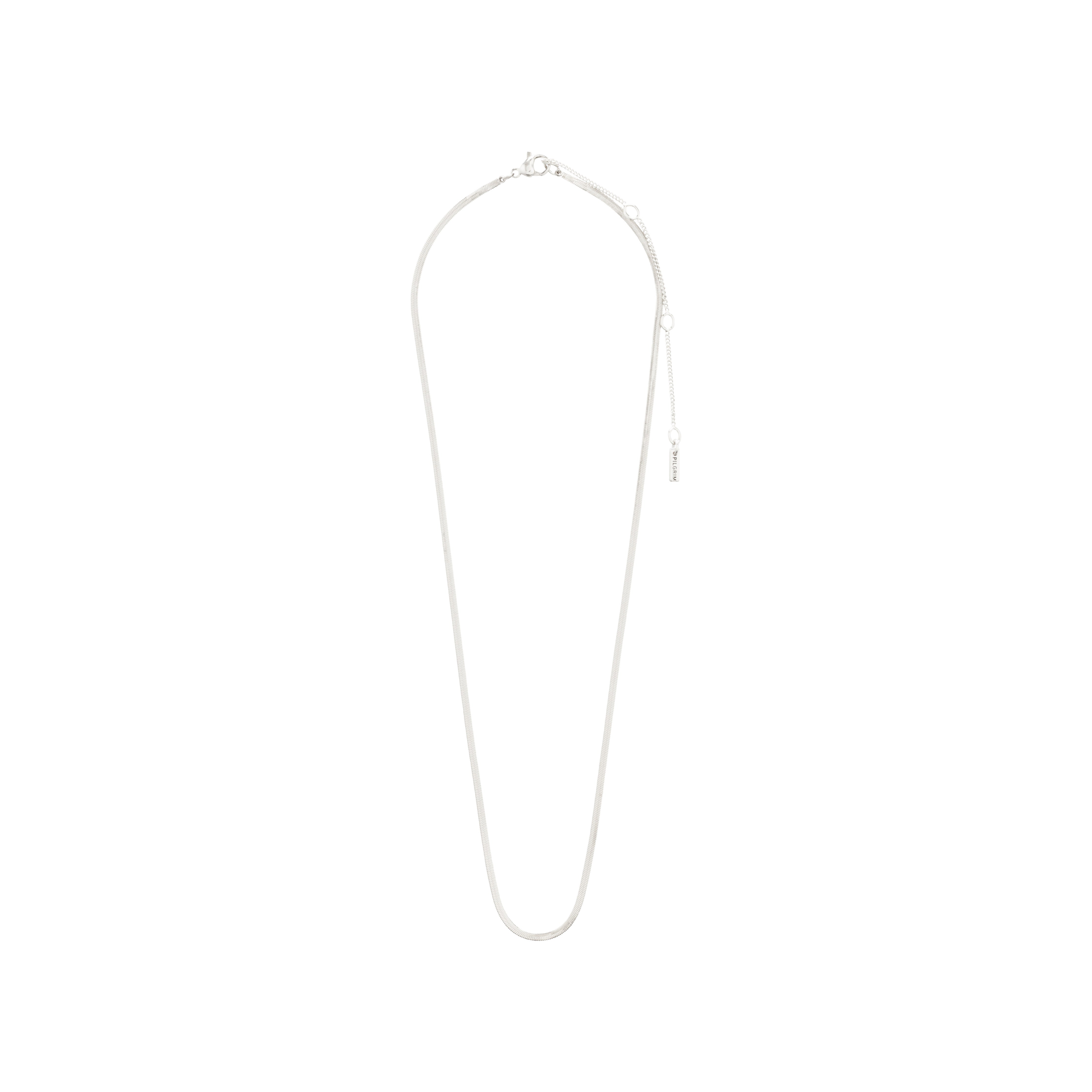 NIKITA necklace silver-plated: A sleek flat snake chain with an adjustable extender, perfect for a chic, gender-neutral style.