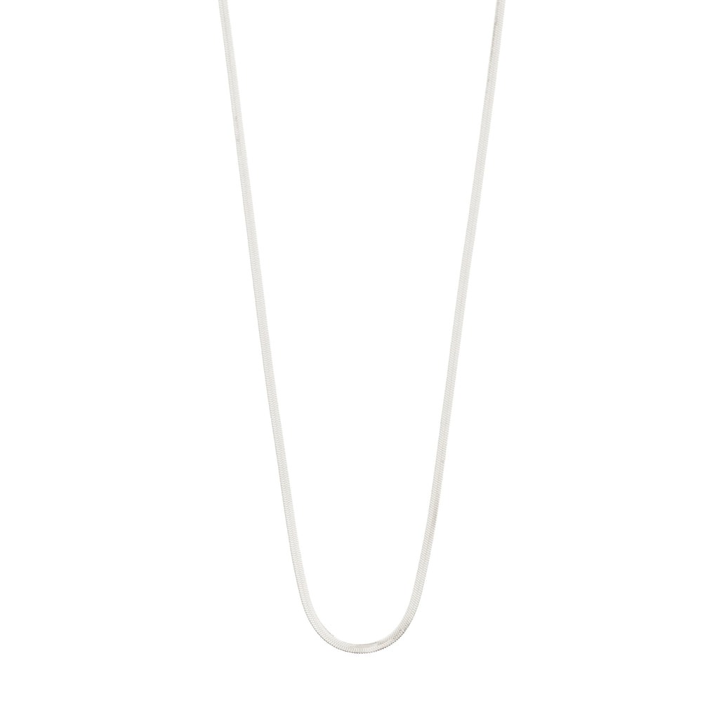 NIKITA necklace silver-plated: A sleek herringbone chain made of polished silver metal, elegantly draped for a chic, gender-neutral style.