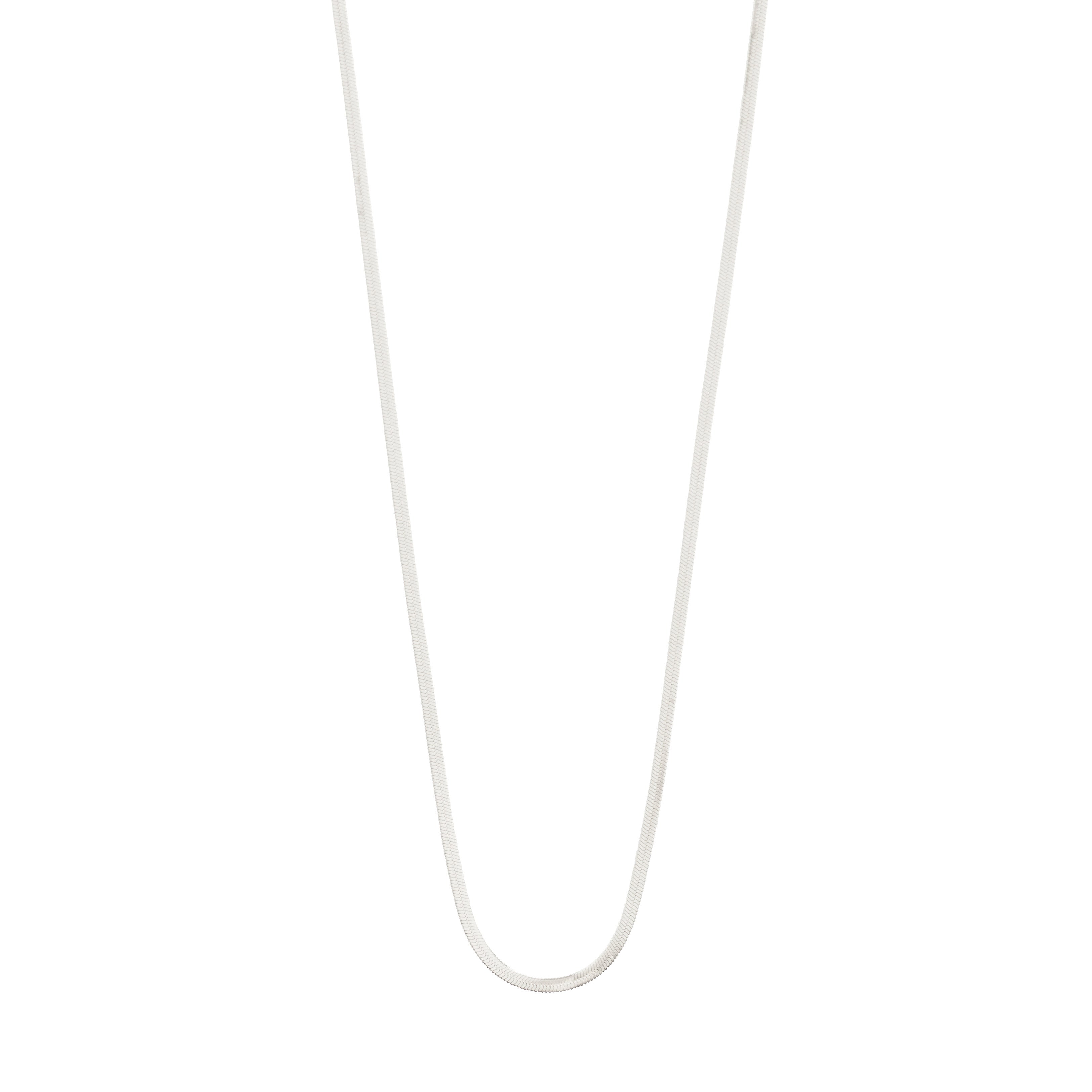 NIKITA necklace silver-plated: A sleek herringbone chain made of polished silver metal, elegantly draped for a chic, gender-neutral style.