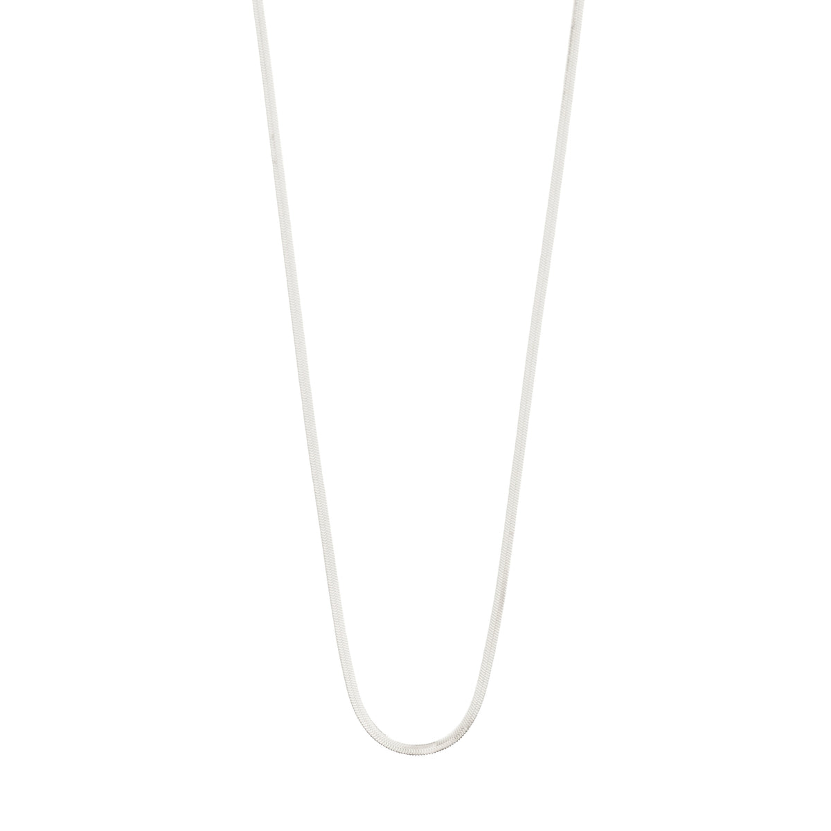 NIKITA necklace silver-plated: A sleek herringbone chain made of polished silver metal, elegantly draped for a chic, gender-neutral style.