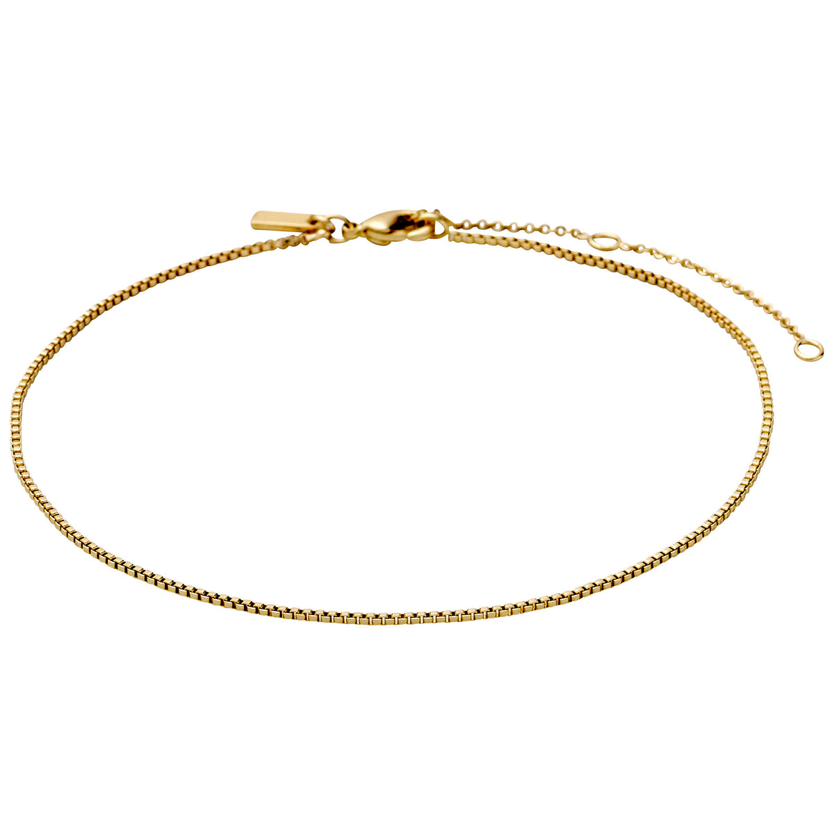 PALLAS anklet gold-plated, featuring a delicate chain design with a clasp, perfect for festive occasions or summer wear, adjustable from 23 cm to 32 cm.