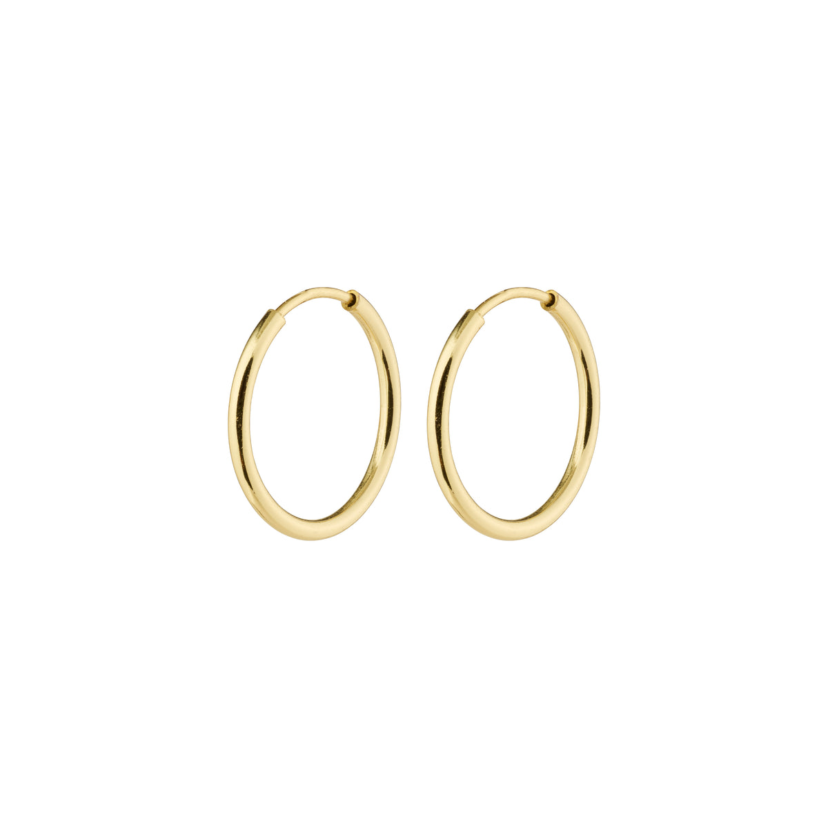 SANNE mini hoop earrings gold-plated; elegant, classic design, 13 mm diameter, perfect for all occasions and personal style enthusiasts.
