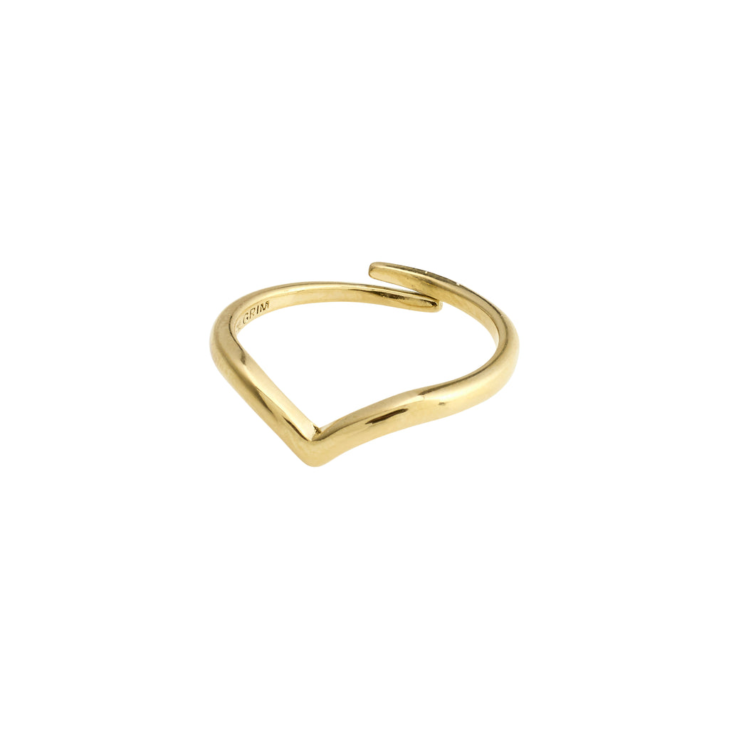 LULU stack ring gold-plated with a curved design, part of Pilgrim's elegant stackable collection, perfect for creating a unique, sophisticated look.