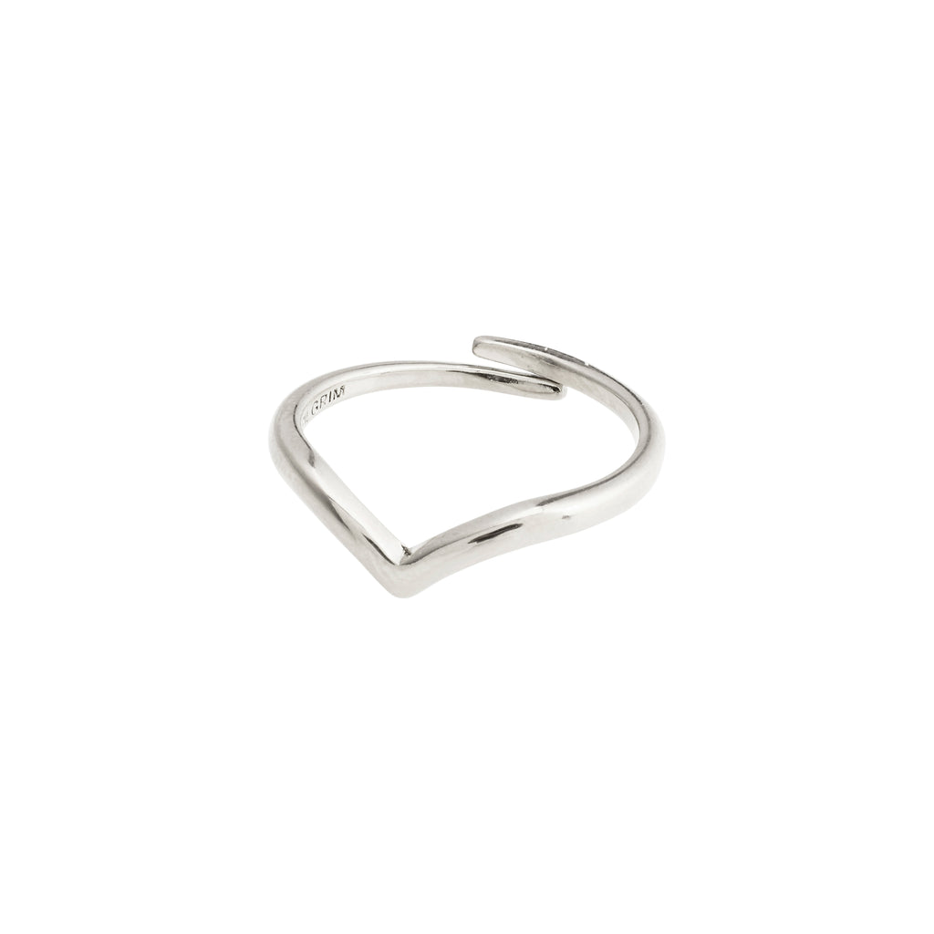 LULU stack ring silver-plated with a curved, sophisticated design from Pilgrim's stackable collection, enhancing personal style and elegance. Perfect for mixing with other rings.